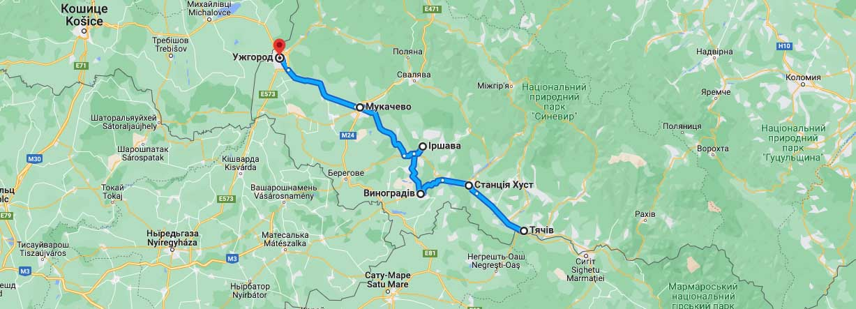 Україна — Закарпаття — зручні рейси містами регіону